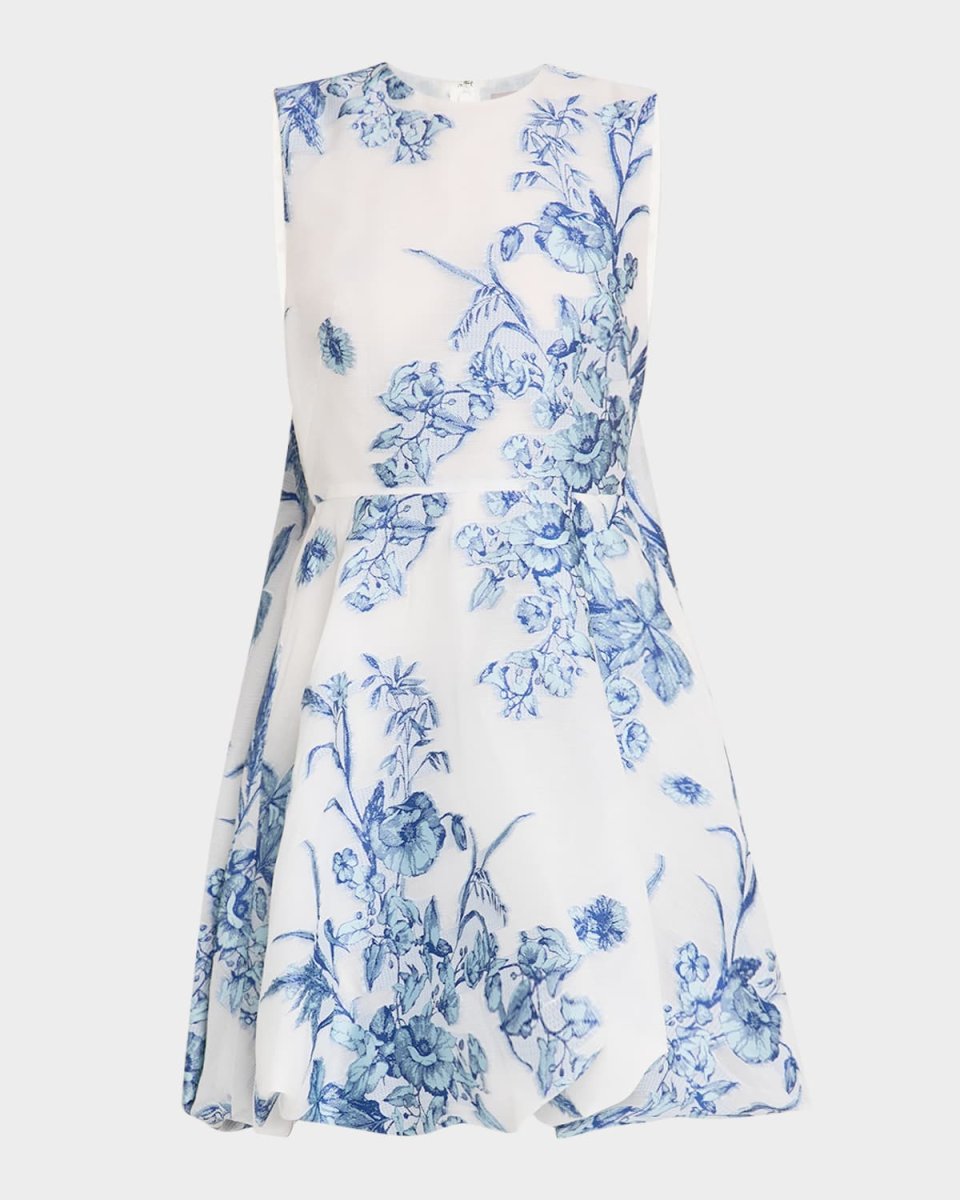 Wateau Floral Fil Coupe Bubble Mini Dress